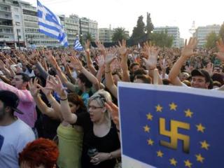 Interessantes Demo-Plakat in Griechenland: EU eine Faschisten-Union?